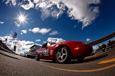 58;7-June-2009;Australia;Group-2F;Mazda-MX‒5;Mazda-MX5;Mazda-Miata;Morgan-Park-Raceway;QLD;Queensland;Sarah-Harley;Warwick;auto;clouds;fisheye;motorsport;pit-lane;racing;sky;sun