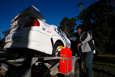 2;18-July-2009;Australia;Evo-6;Jimna;Kent-Lawrence;Mitsubishi-Lancer;Mitsubishi-Lancer-Evolution-VI;QLD;QRC;Queensland;Queensland-Rally-Championship;Stephen-Andrews;Sunshine-Coast;atmosphere;auto;motorsport;racing;service-centre;service-park;wide-angle