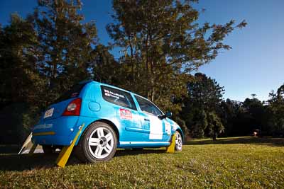 25;18-July-2009;Australia;Jimna;Mario-Czornyj;QLD;QRC;Queensland;Queensland-Rally-Championship;Renault-Clio;Steve-Allmark;Sunshine-Coast;atmosphere;auto;motorsport;racing;service-centre;service-park;wide-angle