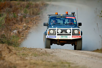 18-July-2009;4WD;Australia;Jimna;Nissan-Patrol;QLD;QRC;Queensland;Queensland-Rally-Championship;Sunshine-Coast;auto;dirt;dusty;gravel;motorsport;official;racing;special-stage;super-telephoto;sweep