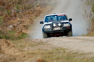 18-July-2009;4WD;Australia;Jimna;Nissan-Patrol;QLD;QRC;Queensland;Queensland-Rally-Championship;Sunshine-Coast;auto;dirt;dusty;gravel;motorsport;official;racing;special-stage;super-telephoto;sweep