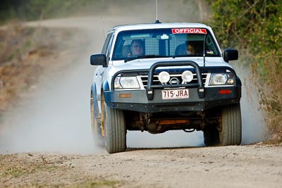 18-July-2009;4WD;Australia;Jimna;Nissan-Patrol;QLD;QRC;Queensland;Queensland-Rally-Championship;Sunshine-Coast;auto;dirt;dusty;gravel;motorsport;official;racing;special-stage;super-telephoto;sweep