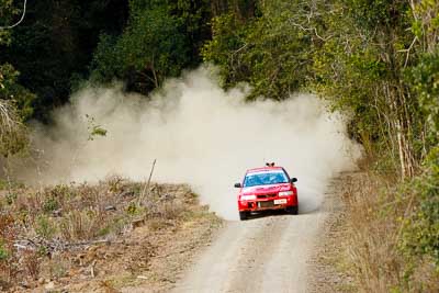 0;18-July-2009;Australia;Evo-6;Jimna;Margot-Knowles;Mitsubishi-Lancer;Mitsubishi-Lancer-Evolution-VI;QLD;QRC;Queensland;Queensland-Rally-Championship;Simon-Knowles;Sunshine-Coast;auto;dirt;dusty;gravel;landscape;motorsport;racing;safety-car;scenery;special-stage;super-telephoto