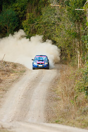 1;18-July-2009;Australia;Daniel-Willson;Jimna;Matthew-van-Tuinen;QLD;QRC;Queensland;Queensland-Rally-Championship;Subaru-Impreza-WRX-STI;Sunshine-Coast;auto;dirt;dusty;gravel;motorsport;racing;special-stage;super-telephoto