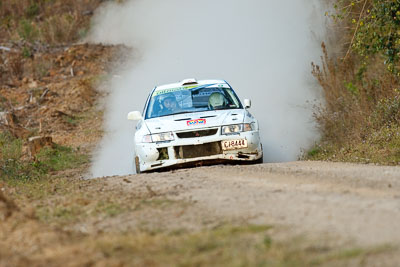 2;18-July-2009;Australia;Evo-6;Jimna;Kent-Lawrence;Mitsubishi-Lancer;Mitsubishi-Lancer-Evolution-VI;QLD;QRC;Queensland;Queensland-Rally-Championship;Stephen-Andrews;Sunshine-Coast;auto;dirt;dusty;gravel;motorsport;racing;special-stage;super-telephoto