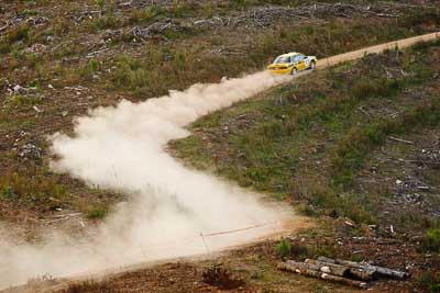 4;18-July-2009;Australia;Dirk-Van-Holst;Jimna;Mitsubishi-Galant-VR4;QLD;QRC;Queensland;Queensland-Rally-Championship;Ross-Cox;Sunshine-Coast;auto;dirt;dusty;gravel;landscape;motorsport;racing;scenery;special-stage;super-telephoto