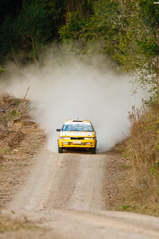 4;18-July-2009;Australia;Dirk-Van-Holst;Jimna;Mitsubishi-Galant-VR4;QLD;QRC;Queensland;Queensland-Rally-Championship;Ross-Cox;Sunshine-Coast;auto;dirt;dusty;gravel;motorsport;racing;special-stage;super-telephoto