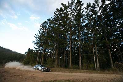 8;18-July-2009;Allan-Clunes;Australia;Gavin-Wieland;Jimna;Mazda-323-GTR;QLD;QRC;Queensland;Queensland-Rally-Championship;Sunshine-Coast;auto;dirt;dusty;gravel;landscape;motorsport;racing;scenery;sky;special-stage;trees;wide-angle