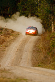 12;18-July-2009;Australia;Holden-Commodore-VS;Jamie-Macfarlane;Jimna;Larisa-Biggar;QLD;QRC;Queensland;Queensland-Rally-Championship;Sunshine-Coast;auto;dirt;dusty;gravel;motorsport;racing;special-stage;super-telephoto