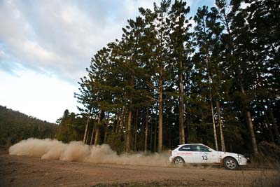 13;18-July-2009;Australia;Craig-Newell;Honda-Civic;Jimna;Linda-Newell;QLD;QRC;Queensland;Queensland-Rally-Championship;Sunshine-Coast;afternoon;auto;dirt;dusty;gravel;landscape;motorsport;racing;scenery;sky;special-stage;trees;wide-angle