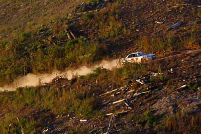 19;18-July-2009;Australia;Jimna;QLD;QRC;Queensland;Queensland-Rally-Championship;Subaru-Impreza;Sunshine-Coast;Tim-Charalambous;Tony-Best;afternoon;auto;dirt;dusty;gravel;landscape;motorsport;racing;scenery;special-stage;super-telephoto