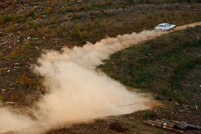 21;18-July-2009;Adam-Laney;Australia;Jimna;Nathan-Long;QLD;QRC;Queensland;Queensland-Rally-Championship;Sunshine-Coast;Toyota-Sprinter;afternoon;auto;dirt;dusty;gravel;landscape;motorsport;racing;scenery;special-stage;super-telephoto