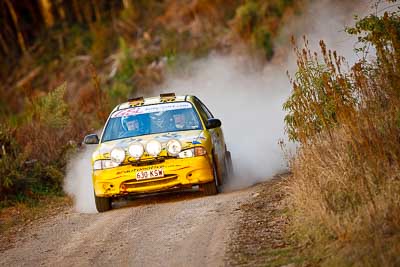 20;18-July-2009;Australia;Hyundai-Excel;Jimna;Justin-Sinclair;QLD;QRC;Queensland;Queensland-Rally-Championship;Rodney-Patman;Sunshine-Coast;afternoon;auto;dirt;dusty;gravel;motorsport;racing;special-stage;super-telephoto