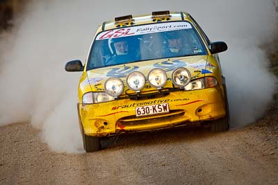 20;18-July-2009;Australia;Hyundai-Excel;Jimna;Justin-Sinclair;QLD;QRC;Queensland;Queensland-Rally-Championship;Rodney-Patman;Sunshine-Coast;afternoon;auto;dirt;dusty;gravel;motorsport;racing;special-stage;super-telephoto