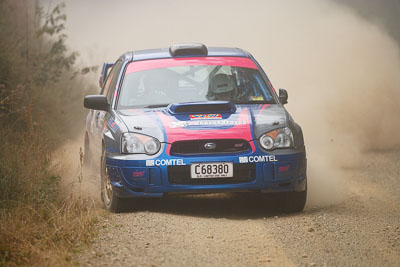 1;19-July-2009;Australia;Daniel-Willson;Jimna;Matthew-van-Tuinen;QLD;QRC;Queensland;Queensland-Rally-Championship;Subaru-Impreza-WRX-STI;Sunshine-Coast;auto;dirt;dusty;fog;gravel;motorsport;racing;special-stage;super-telephoto