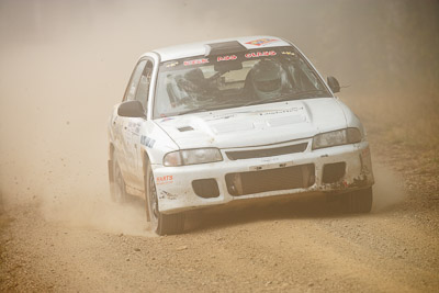 7;19-July-2009;Australia;David-Parkinson;Jimna;Mitsubishi-Lancer-Evolution-I;QLD;QRC;Queensland;Queensland-Rally-Championship;Sunshine-Coast;Tim-Erwin;auto;dirt;dusty;fog;gravel;motorsport;racing;special-stage;super-telephoto