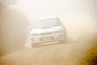 10;19-July-2009;Australia;Jimna;Lynnford-Stephenson;Mark-Neary;QLD;QRC;Queensland;Queensland-Rally-Championship;Subaru-Impreza-WRX;Sunshine-Coast;auto;dirt;dusty;fog;gravel;motorsport;racing;special-stage;super-telephoto