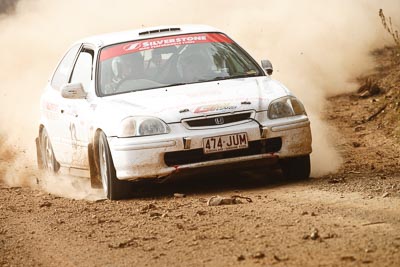 13;19-July-2009;Australia;Craig-Newell;Honda-Civic;Jimna;Linda-Newell;QLD;QRC;Queensland;Queensland-Rally-Championship;Sunshine-Coast;auto;dirt;dusty;gravel;motorsport;racing;special-stage;super-telephoto