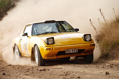 17;19-July-2009;Australia;Ivan-Voevodin;Jimna;Mark-Malpas;Mazda-RX‒7;QLD;QRC;Queensland;Queensland-Rally-Championship;Sunshine-Coast;auto;dirt;dusty;gravel;motorsport;racing;special-stage;super-telephoto