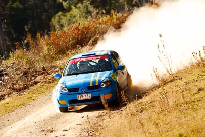 25;19-July-2009;Australia;Jimna;Mario-Czornyj;QLD;QRC;Queensland;Queensland-Rally-Championship;Renault-Clio;Steve-Allmark;Sunshine-Coast;auto;dirt;dusty;gravel;motorsport;racing;special-stage;super-telephoto