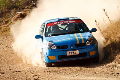 25;19-July-2009;Australia;Jimna;Mario-Czornyj;QLD;QRC;Queensland;Queensland-Rally-Championship;Renault-Clio;Steve-Allmark;Sunshine-Coast;auto;dirt;dusty;gravel;motorsport;racing;special-stage;super-telephoto