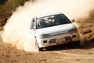 26;19-July-2009;Australia;Ben-Lynagh;Jimna;Mitsubishi-Mirage;QLD;QRC;Queensland;Queensland-Rally-Championship;Rex-Morris;Sunshine-Coast;auto;dirt;dusty;gravel;motorsport;racing;special-stage;super-telephoto