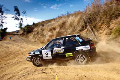 8;19-July-2009;Allan-Clunes;Australia;Gavin-Wieland;Jimna;Mazda-323-GTR;QLD;QRC;Queensland;Queensland-Rally-Championship;Sunshine-Coast;auto;motion-blur;motorsport;racing;sky;special-stage;wide-angle