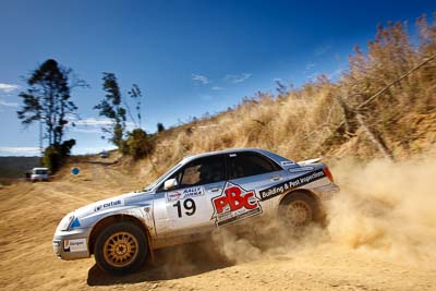 19;19-July-2009;Australia;Jimna;QLD;QRC;Queensland;Queensland-Rally-Championship;Subaru-Impreza;Sunshine-Coast;Tim-Charalambous;Tony-Best;auto;motion-blur;motorsport;racing;sky;special-stage;wide-angle