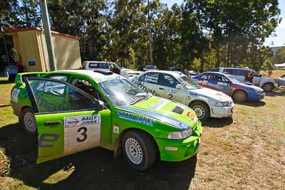 1;2;3;19-July-2009;Australia;Daniel-Willson;Evo-6;Jimna;Kent-Lawrence;Matthew-Bailey;Matthew-van-Tuinen;Mike-Bailey;Mitsubishi-Lancer;Mitsubishi-Lancer-Evolution-IV;Mitsubishi-Lancer-Evolution-VI;QLD;QRC;Queensland;Queensland-Rally-Championship;Stephen-Andrews;Subaru-Impreza-WRX-STI;Sunshine-Coast;atmosphere;auto;motorsport;racing;service-centre;service-park;wide-angle