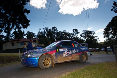 1;19-July-2009;Australia;Daniel-Willson;Jimna;Matthew-van-Tuinen;QLD;QRC;Queensland;Queensland-Rally-Championship;Subaru-Impreza-WRX-STI;Sunshine-Coast;atmosphere;auto;motorsport;racing;service-centre;service-park;wide-angle