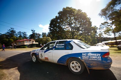 5;19-July-2009;Australia;Bob-McGowan;Ford-Falcon-XR8;Ian-Menzies;Jimna;QLD;QRC;Queensland;Queensland-Rally-Championship;Sunshine-Coast;atmosphere;auto;motorsport;racing;service-centre;service-park;wide-angle