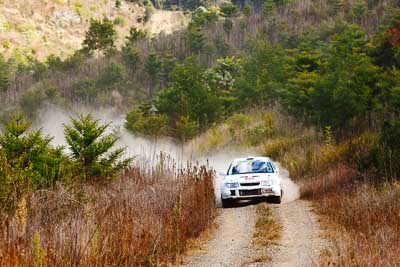 2;19-July-2009;Australia;Evo-6;Jimna;Kent-Lawrence;Mitsubishi-Lancer;Mitsubishi-Lancer-Evolution-VI;QLD;QRC;Queensland;Queensland-Rally-Championship;Stephen-Andrews;Sunshine-Coast;auto;motorsport;racing;scenery;special-stage;telephoto