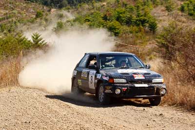 8;19-July-2009;Allan-Clunes;Australia;Gavin-Wieland;Jimna;Mazda-323-GTR;QLD;QRC;Queensland;Queensland-Rally-Championship;Sunshine-Coast;auto;motorsport;racing;special-stage;telephoto