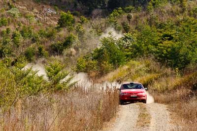 12;19-July-2009;Australia;Holden-Commodore-VS;Jamie-Macfarlane;Jimna;Larisa-Biggar;QLD;QRC;Queensland;Queensland-Rally-Championship;Sunshine-Coast;auto;motorsport;racing;scenery;special-stage;telephoto