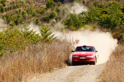 12;19-July-2009;Australia;Holden-Commodore-VS;Jamie-Macfarlane;Jimna;Larisa-Biggar;QLD;QRC;Queensland;Queensland-Rally-Championship;Sunshine-Coast;auto;motorsport;racing;special-stage;telephoto