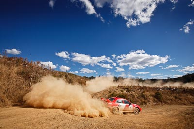 0;19-July-2009;Australia;Evo-6;Jimna;Margot-Knowles;Mitsubishi-Lancer;Mitsubishi-Lancer-Evolution-VI;QLD;QRC;Queensland;Queensland-Rally-Championship;Simon-Knowles;Sunshine-Coast;auto;clouds;corner;dirt;dust;gravel;motorsport;racing;safety-car;scenery;sky;special-stage;wide-angle