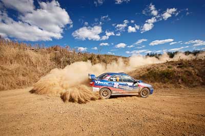 1;19-July-2009;Australia;Daniel-Willson;Jimna;Matthew-van-Tuinen;QLD;QRC;Queensland;Queensland-Rally-Championship;Subaru-Impreza-WRX-STI;Sunshine-Coast;auto;clouds;corner;dirt;dust;gravel;motorsport;racing;scenery;sky;special-stage;wide-angle