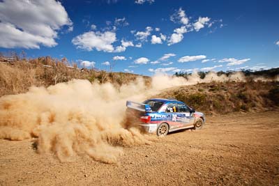 1;19-July-2009;Australia;Daniel-Willson;Jimna;Matthew-van-Tuinen;QLD;QRC;Queensland;Queensland-Rally-Championship;Subaru-Impreza-WRX-STI;Sunshine-Coast;auto;clouds;corner;dirt;dust;gravel;motorsport;racing;scenery;sky;special-stage;wide-angle