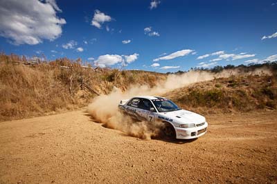 7;19-July-2009;Australia;David-Parkinson;Jimna;Mitsubishi-Lancer-Evolution-I;QLD;QRC;Queensland;Queensland-Rally-Championship;Sunshine-Coast;Tim-Erwin;auto;clouds;corner;dirt;dust;gravel;motorsport;racing;scenery;sky;special-stage;wide-angle