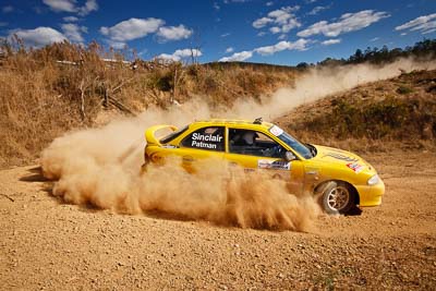 20;19-July-2009;Australia;Hyundai-Excel;Jimna;Justin-Sinclair;QLD;QRC;Queensland;Queensland-Rally-Championship;Rodney-Patman;Sunshine-Coast;Topshot;auto;clouds;corner;dirt;dust;gravel;motorsport;racing;scenery;sky;special-stage;wide-angle