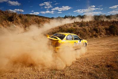 20;19-July-2009;Australia;Hyundai-Excel;Jimna;Justin-Sinclair;QLD;QRC;Queensland;Queensland-Rally-Championship;Rodney-Patman;Sunshine-Coast;auto;clouds;corner;dirt;dust;gravel;motorsport;racing;scenery;sky;special-stage;wide-angle