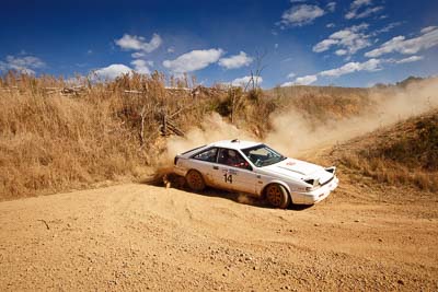 14;19-July-2009;Australia;Jimna;Nissan-Silvia-RS;QLD;QRC;Queensland;Queensland-Rally-Championship;Simon-Campbell;Steve-Kippen;Sunshine-Coast;auto;clouds;corner;dirt;dust;gravel;motorsport;racing;scenery;sky;special-stage;wide-angle