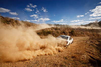 14;19-July-2009;Australia;Jimna;Nissan-Silvia-RS;QLD;QRC;Queensland;Queensland-Rally-Championship;Simon-Campbell;Steve-Kippen;Sunshine-Coast;auto;clouds;corner;dirt;dust;gravel;motorsport;racing;scenery;sky;special-stage;wide-angle