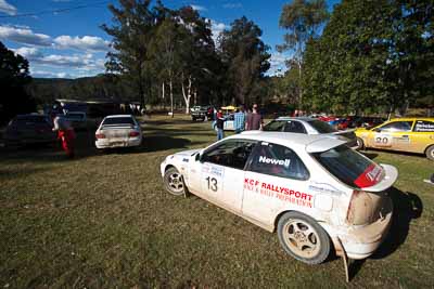 13;19-July-2009;Australia;Craig-Newell;Honda-Civic;Jimna;Linda-Newell;QLD;QRC;Queensland;Queensland-Rally-Championship;Sunshine-Coast;atmosphere;auto;motorsport;racing;scenery;service-centre;service-park;wide-angle