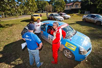 25;19-July-2009;Australia;Jimna;Mario-Czornyj;QLD;QRC;Queensland;Queensland-Rally-Championship;Renault-Clio;Steve-Allmark;Sunshine-Coast;atmosphere;auto;motorsport;racing;service-centre;service-park;wide-angle