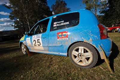 25;19-July-2009;Australia;Jimna;Mario-Czornyj;QLD;QRC;Queensland;Queensland-Rally-Championship;Renault-Clio;Steve-Allmark;Sunshine-Coast;atmosphere;auto;motorsport;racing;service-centre;service-park;wide-angle