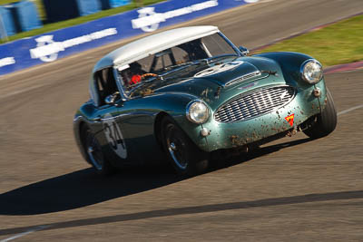 34;1959-Austin-Healey-3000;25-July-2009;Australia;Brian-Duffy;FOSC;Festival-of-Sporting-Cars;Group-S;NSW;Narellan;New-South-Wales;Oran-Park-Raceway;auto;classic;historic;motion-blur;motorsport;racing;telephoto;vintage