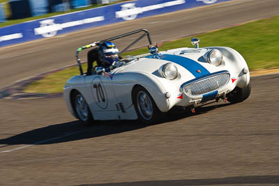 70;1960-Austin-Healey-Sprite-Mk-I;25-July-2009;Australia;FOSC;Festival-of-Sporting-Cars;Group-S;Judith-Dorrell;NSW;Narellan;New-South-Wales;Oran-Park-Raceway;auto;classic;historic;motion-blur;motorsport;racing;telephoto;vintage