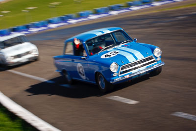43;1963-Ford-Cortina;25-July-2009;Australia;Brian-Titheradge;FOSC;Festival-of-Sporting-Cars;Group-N;Historic-Touring-Cars;NSW;Narellan;New-South-Wales;Oran-Park-Raceway;auto;classic;historic;motion-blur;motorsport;racing;telephoto;vintage