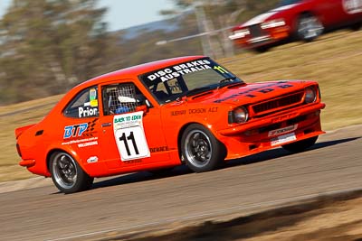 11;1974-Toyota-Corolla-KE25;25-July-2009;Australia;FOSC;Festival-of-Sporting-Cars;Improved-Production;NSW;Narellan;New-South-Wales;Oran-Park-Raceway;Tony-Prior;auto;motion-blur;motorsport;racing;super-telephoto